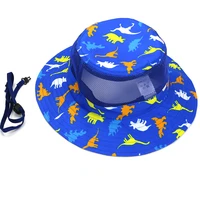 summer hat boy sun beach wide brim string caps animal blue uv protection breathable accessory for baby kids teenages swimming