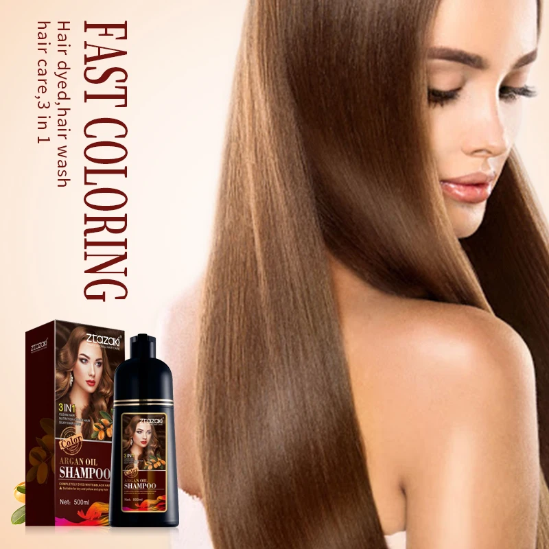 

500ml Natural Argan Oil Extract Shampoo Fast Long Lasting Dark Brown Permanent Color Dye Color Soft Bright Not Greasy Hair Care