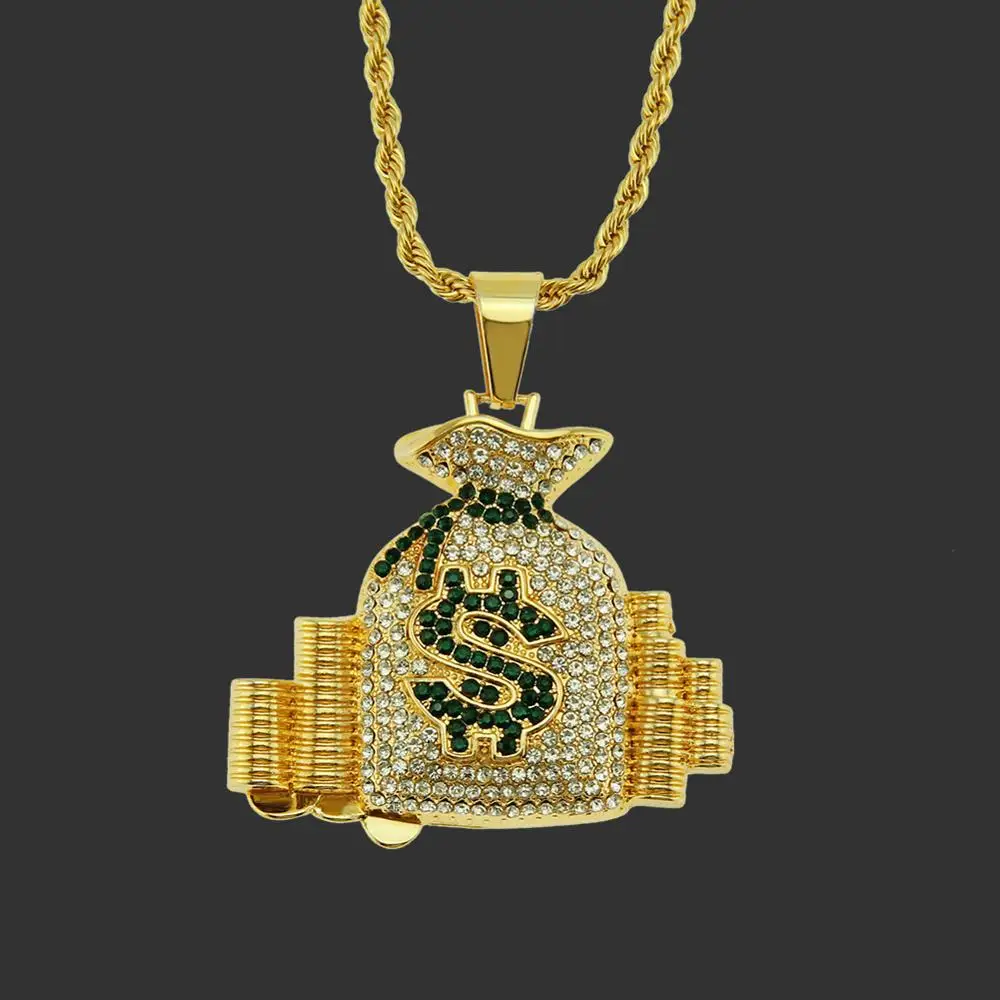 В европейском и американском стиле хип-хоп Знака Доллара мешок денег кулон