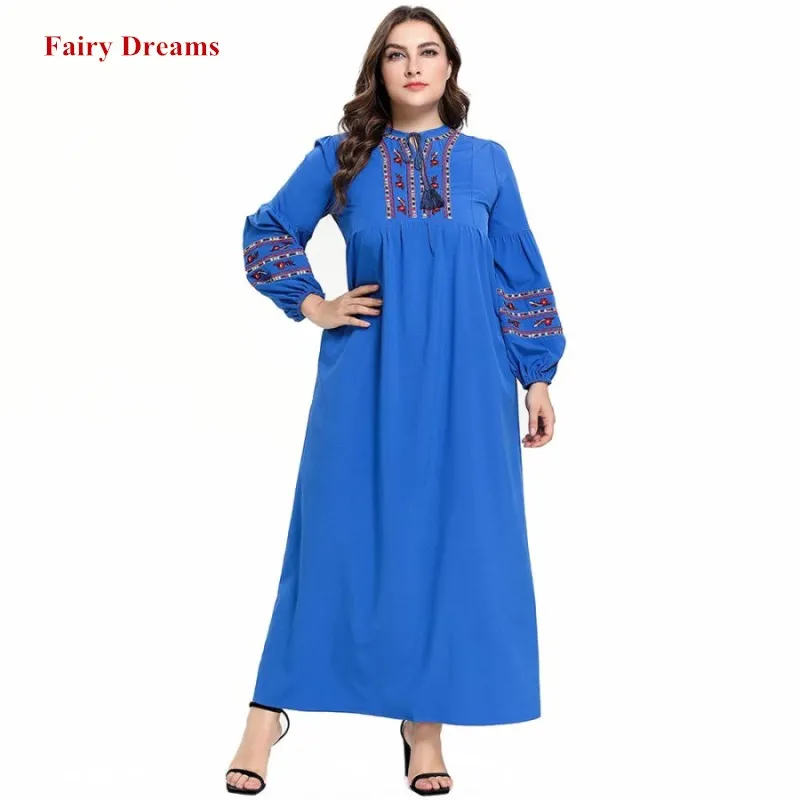 Женское мусульманское платье с вышивкой Abaya Марокканское мусульманской турецкое