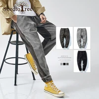 patchwork corduroy mens casual pants elastic waist sweatpants m 8xl large size ankle length cargo pants