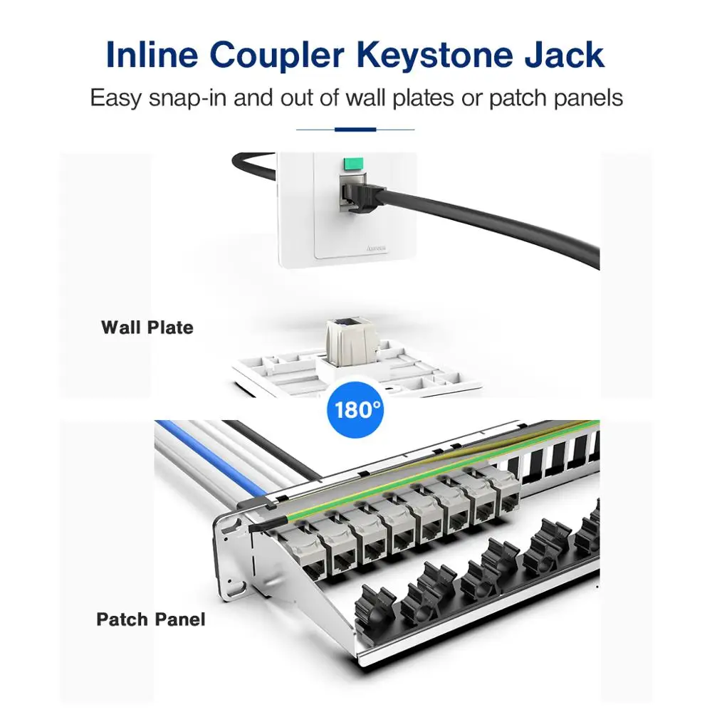 AMPCOM CAT6A RJ45 встроенный соединитель Keystone Jack цинковый сплав экранированный STP