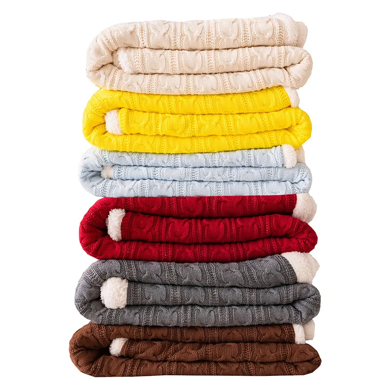 Вязаное женское утолщенное одеяло Кашемировое зимнее Клетчатое детское