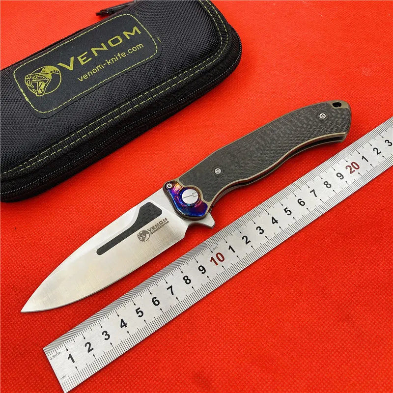 VENOM BONE DOCTOR M390 Titanium CF Flipper folding knife outdoor camping hunting survival pocket kitchen fruit knives EDC tools |