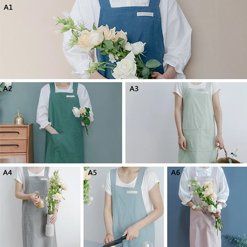 

Cotton Linen Denim Printing Kitchen Apron For Women Cooking Baking Restaurant Apron Home Cleaning Accessories