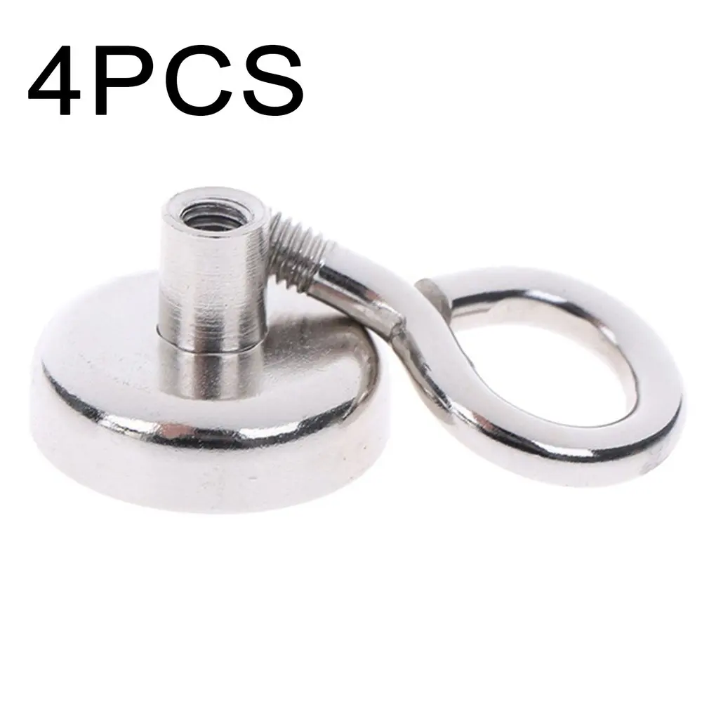 

4pcs Magnetic Hooks Powerful Heavy Duty Neodymium Magnet Metal Hunting Sea Fishing Detector Silver Metal Accessories