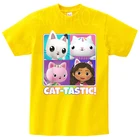 Детская футболка с котами Gabby, летняя одежда для мальчиков 2021, топы для девочек, Рождественская футболка с короткими рукавами и кукольным домиком, детская одежда