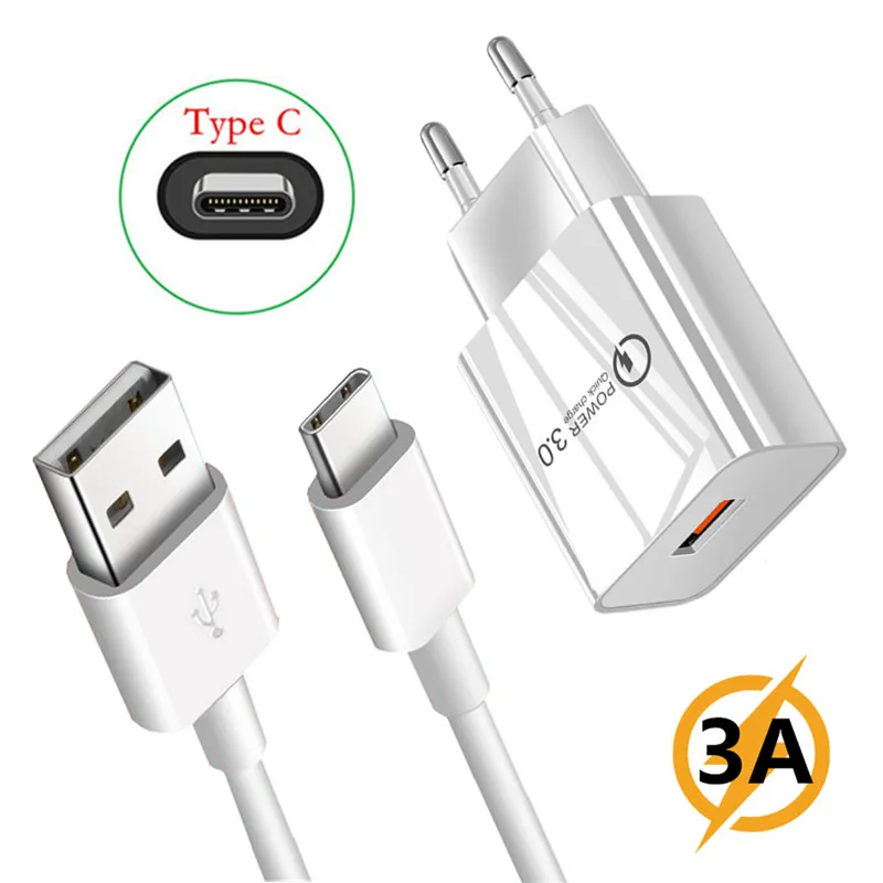Быстрое зарядное устройство 5 В 3 А USB адаптер Type C кабель Micro для зарядки телефона