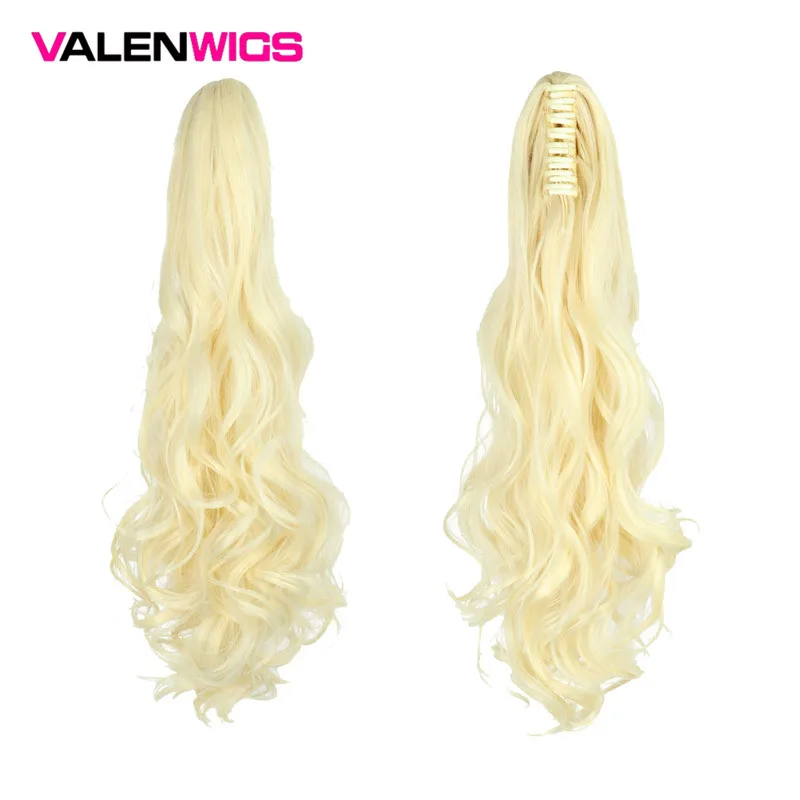 ValentWigs 22 дюйма волнистый Стиль Коготь на заколка для хвоста синтетические волосы для наращивания пони хвост шиньон черный коричневый стиль волос s