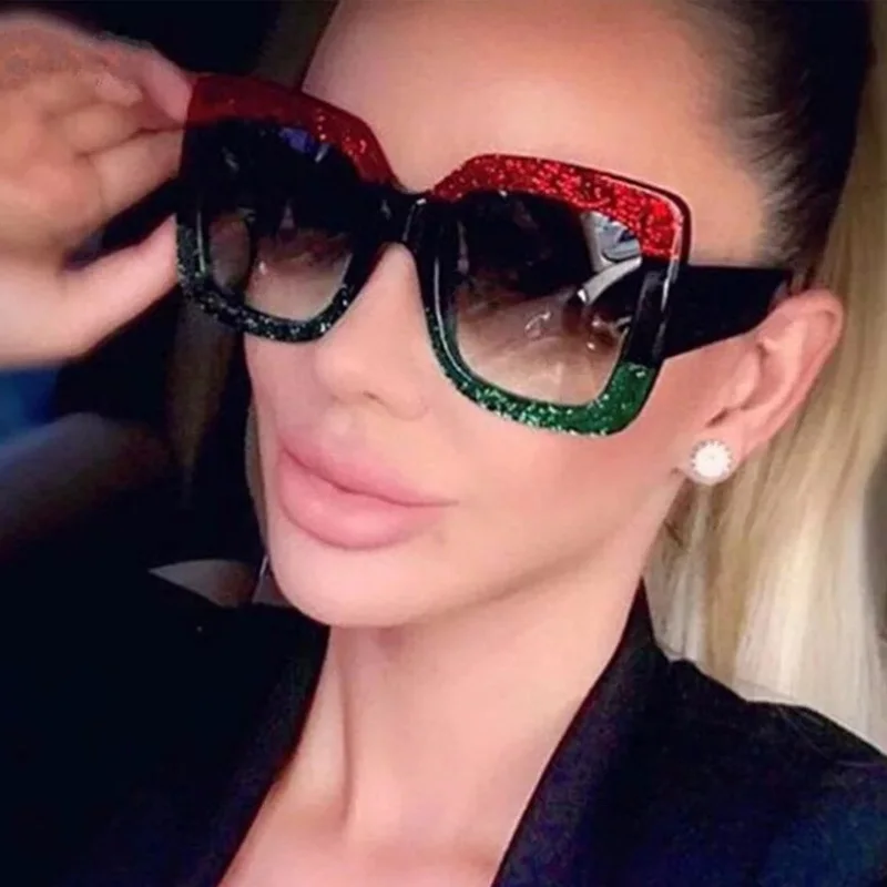 Oversized Sunglasses for Women Brand Designer Retro Sun glasses Red Green Shades Eyewear sunglasses woman | Аксессуары для одежды