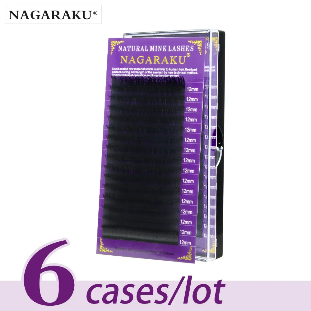 

NAGARAKU Eyelashes Makeup Individual Eyelash 6 Cases/lot Natural Mink Handmade Premium Lashes