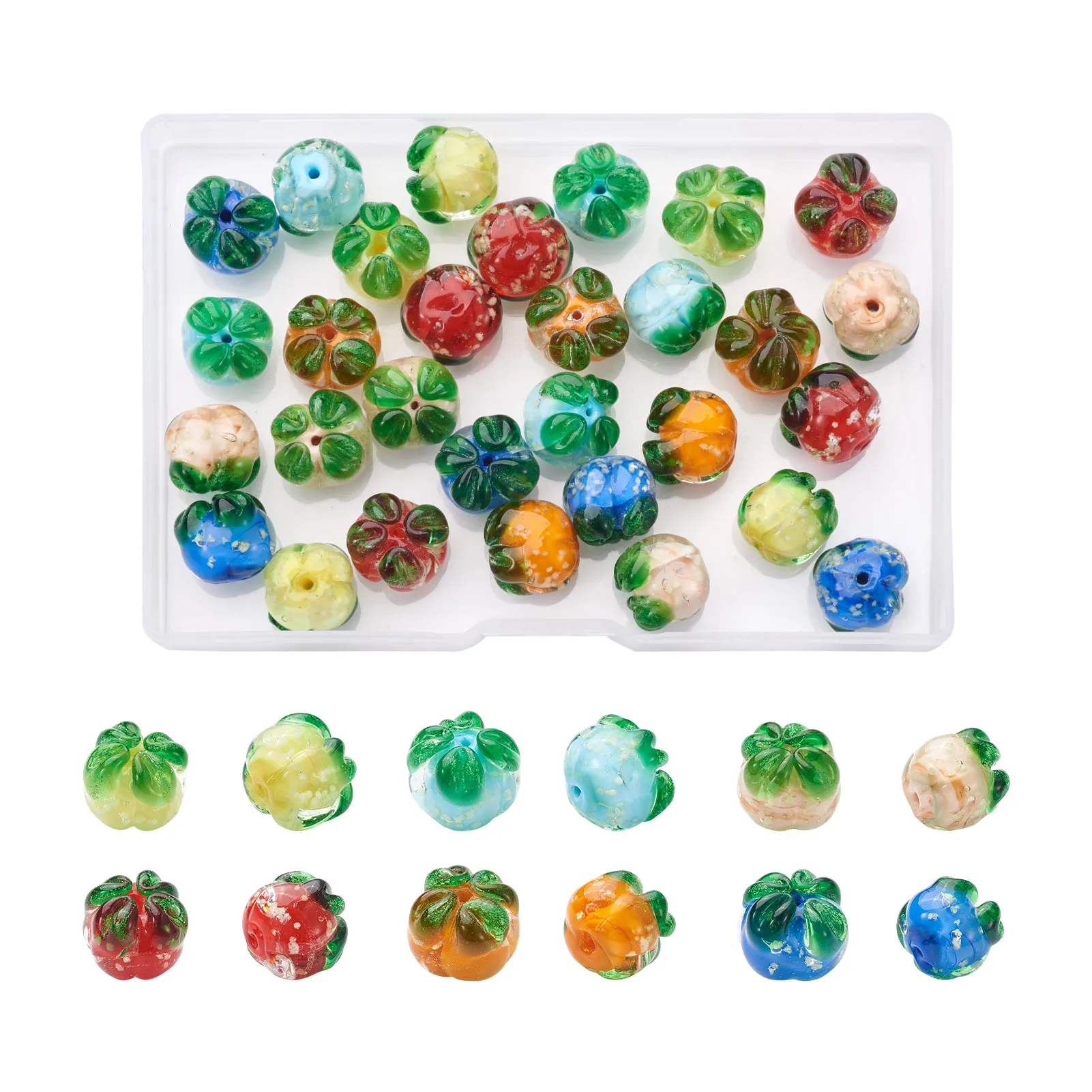

30Pcs/box 6 Colors 12mm Handmade Lampwork Luminous Pumpkin Beads for Jewelry Making Supplies DIY Bracelet Earring Necklace Charm