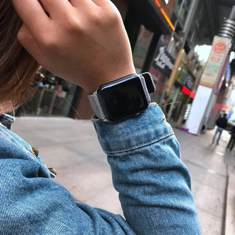 Классический джинсовый/кожаный ремешок для Apple Watch 38 мм 40 мм 42 мм 44 мм тканевый браслет для iWatch серии 2 3 4 ремешок для часов