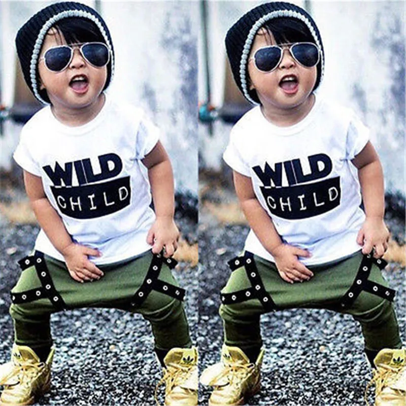 Модная одежда Pudcoco для маленьких мальчиков Детская летняя футболка с коротким