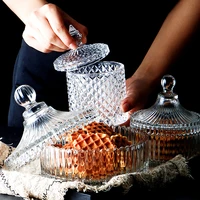 storage jar european crystal glass candy bowl with cover sugar cans diamond candy box jewelry storage jar kitchen storage jar