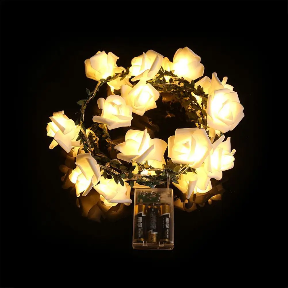

2.2 m 20 LED Garland Artificial Flower Bouquet String Lights Lights Day Fairy Wedding Foam For Valentine's Decoration Rose V1W0