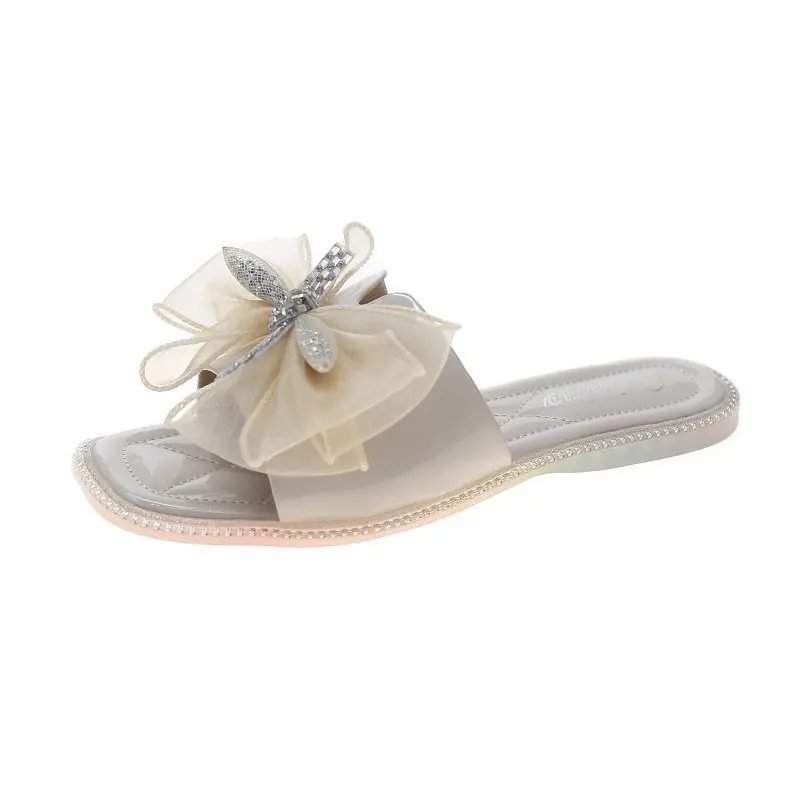 

Shoes Slippers Women Summer Low Shale Female Beach Pantofle Slides Butterfly-Knot Fashion Sabot 2021 Luxury Butterfly-knot Rubbe