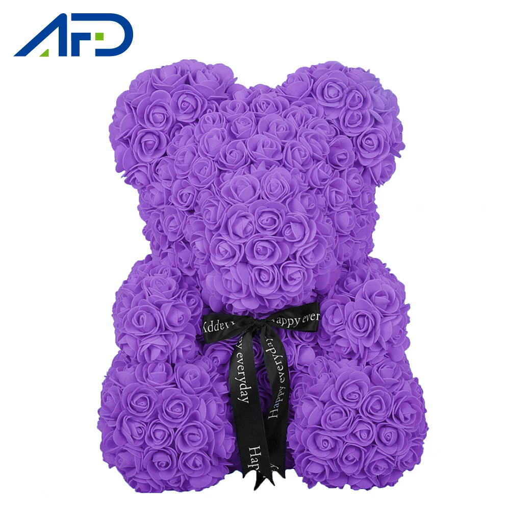 Искусственные цветы роза медведь пластиковый пенопласт белый фиолетовый