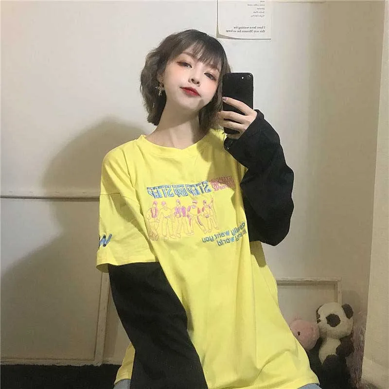 Футболка NiceMix в стиле Харадзюку оверсайз футболка с длинными рукавами и надписью