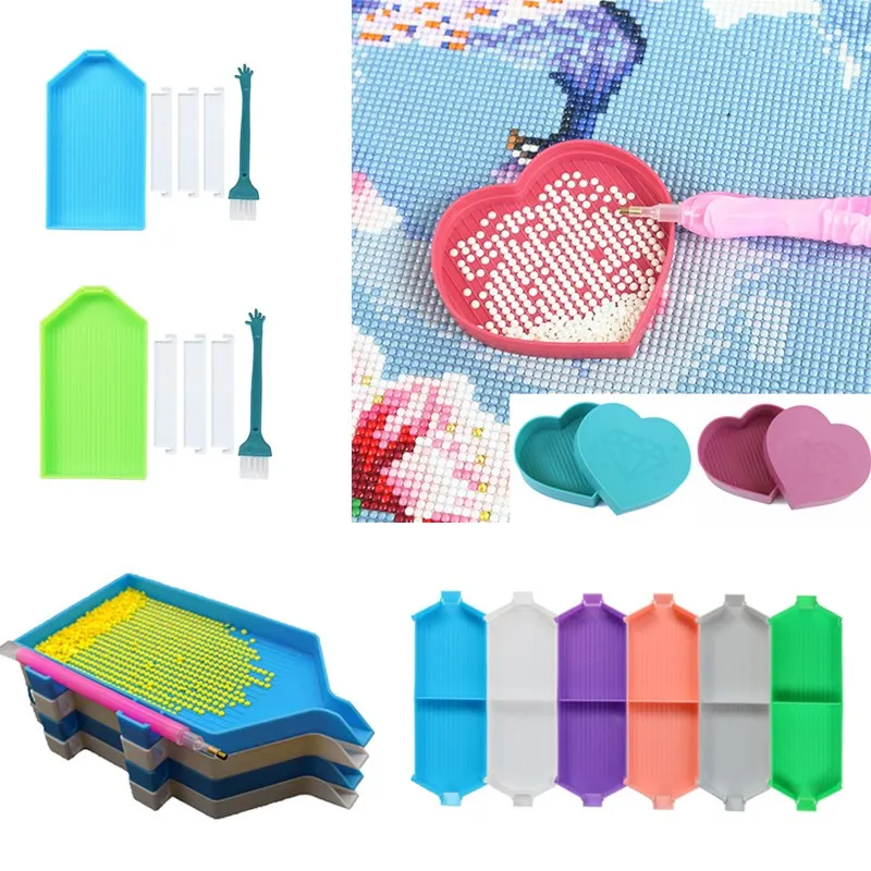 

Perles Handmade DIY Point Drill Plate Diamond Painting Tray Craft Baffle Cross Stitch Storage Sequins Embroidery Accessories
