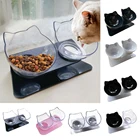 Кота Еда чаши двойная миска для кошек аксессуары для щенков шея Защита для домашних животных с рельефными стенд продукты Кошка Миски Для Воды