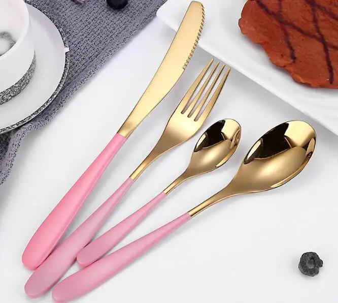 1 Набор стальных столовых приборов набор золотых из нержавеющей стали
