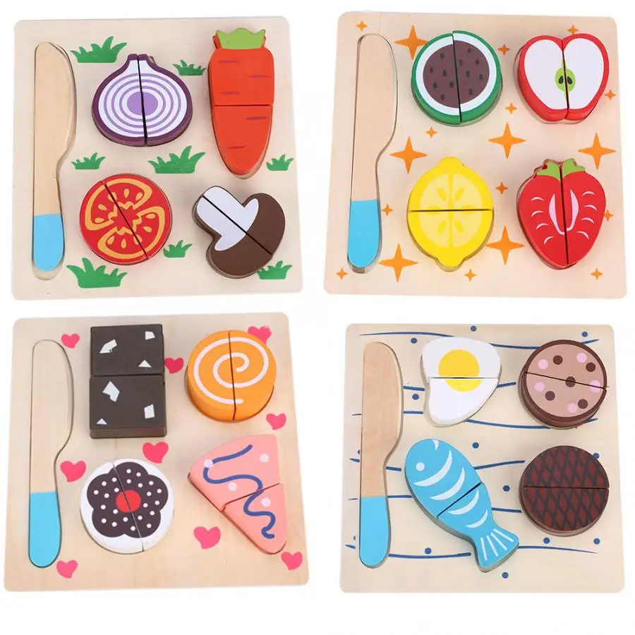 Деревянная еда фрукты овощи десерт детская для приготовления пищи ролевые игры