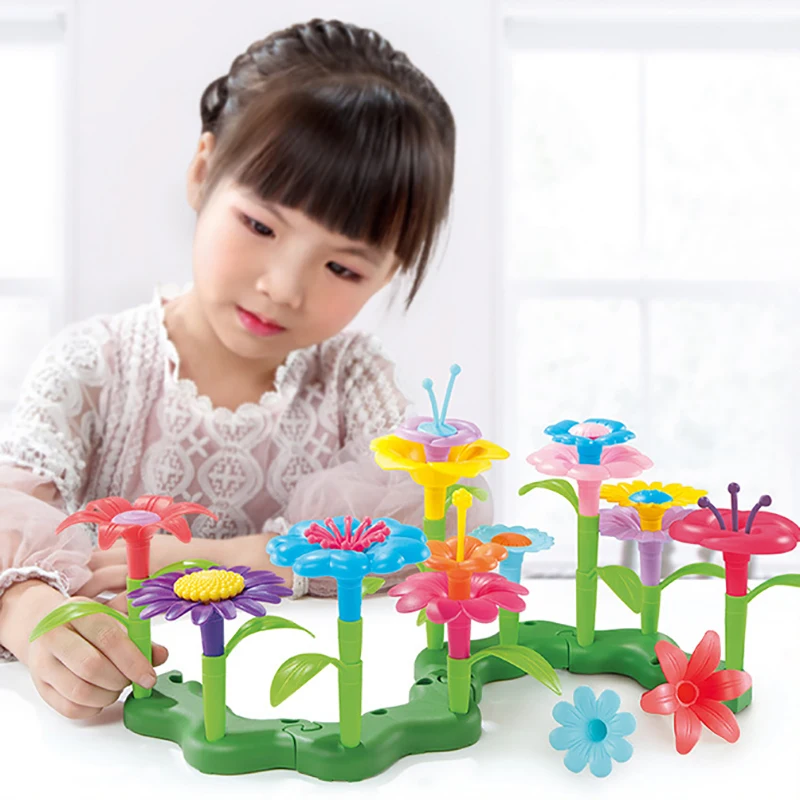 

Children's Puzzles Building Blocks Toys Plant Flower World Set Intellectual Diy Assembly Toys for Baby Kids Bricks Accessories