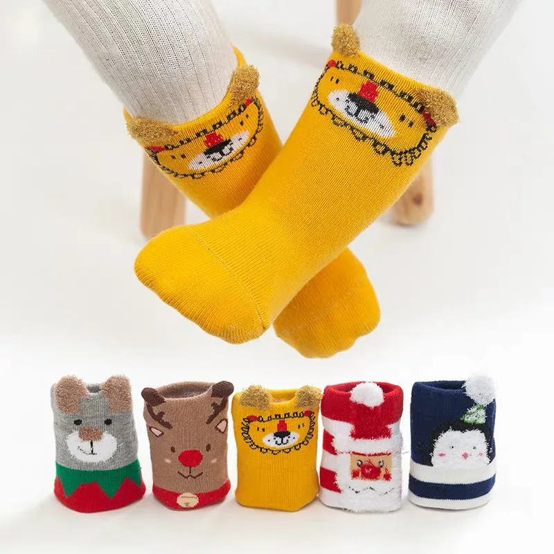 3/партия из 5 пар Детские Носки с рисунком фотографии зимняя теплая одежда плотной