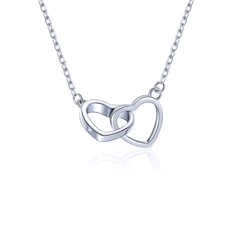 

Ofemcine Genuine 925 Sterling Silver Double Heart Pendant Necklaces & Pendants Elegant Party Wedding Jewelry Gift