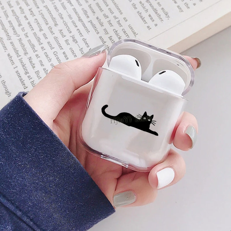 

Черная кошка Мягкий чехол из ТПУ для Apple AirPods 2 прозрачных отделения наушники чехол для переноски 1 принципиально Капа