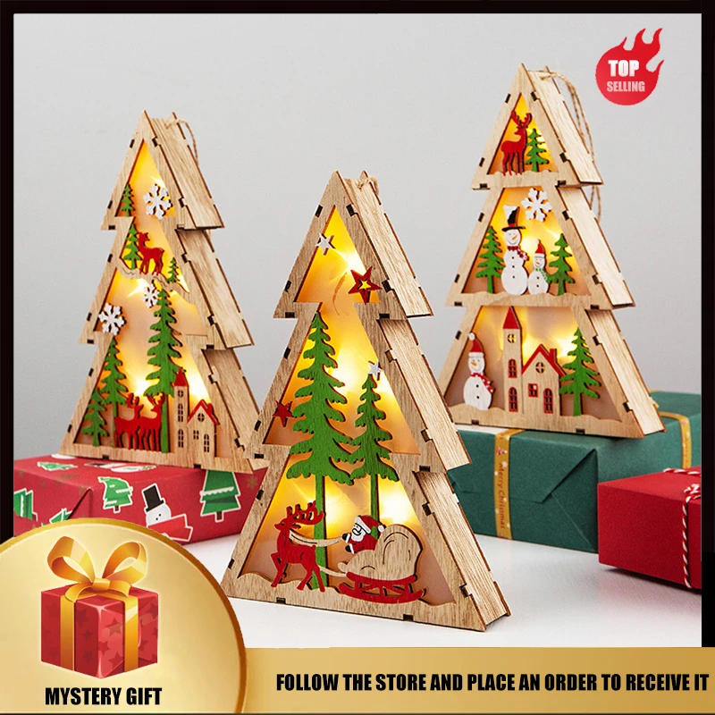Новая деревянная светящаяся Рождественская елка светящееся украшение
