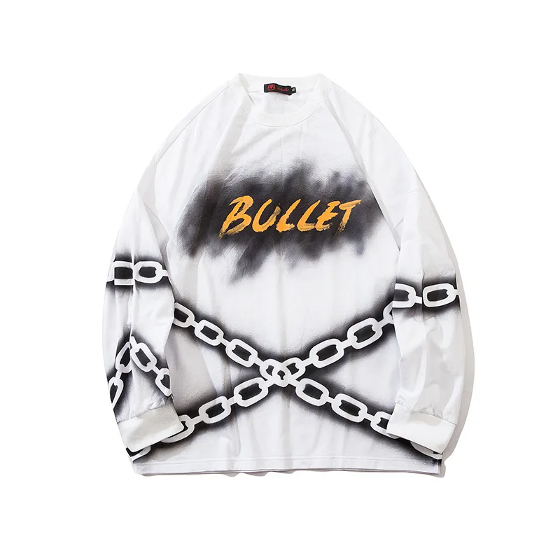 

Hip Hop Streetwear Oversize Long Sleeve T Shirt Graffiti Painting Tshirt 2021 Men Harajuku Cotton Rock Gothic T-Shirt Tops WY311