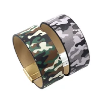 zwpon pu leather camouflage bangles magnetic bracelets for women leopard print wide cuff bangles jewelry wholesale e2303