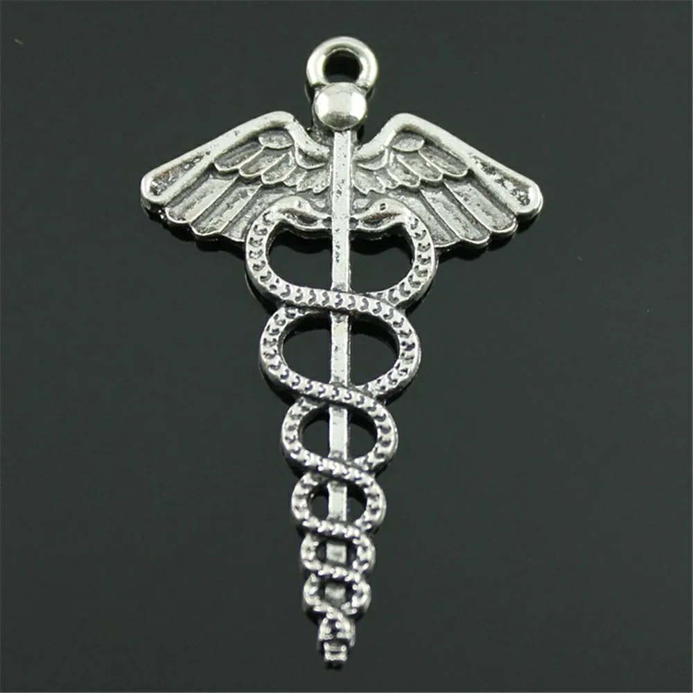 10 шт. Медицинский символ Кадуцей кулон 2 Цвета бисер прелести 49x30mm|Шармы| |