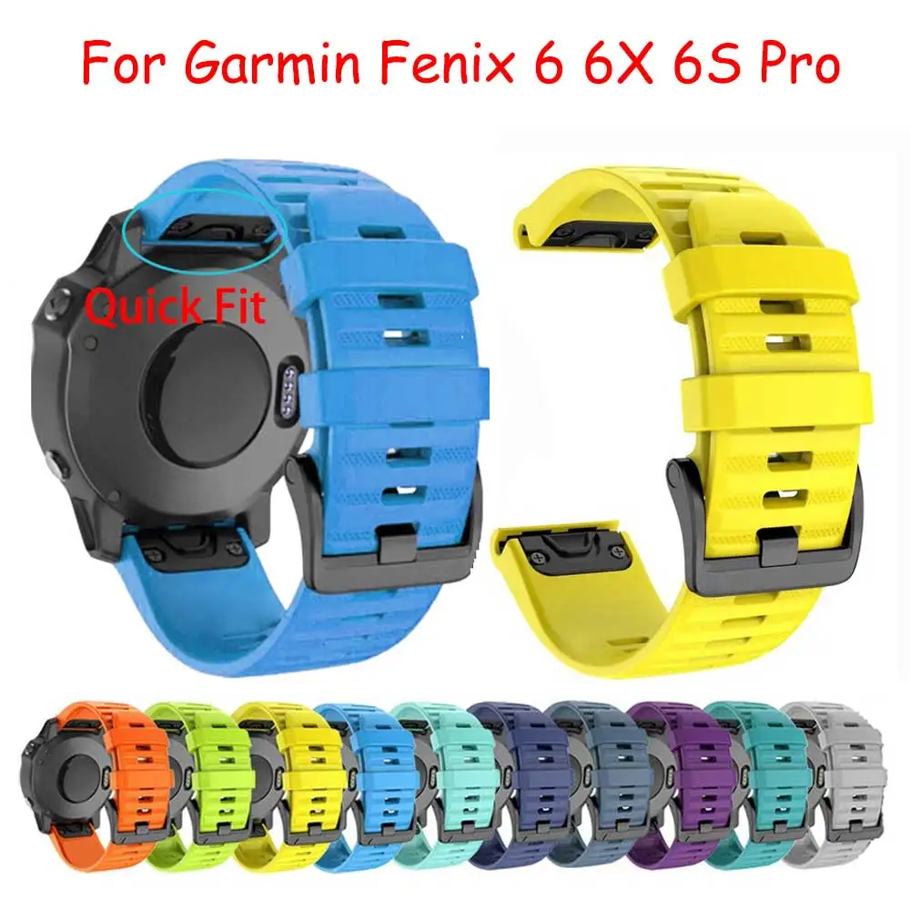2020 силиконовый ремешок для наручных часов Garmin Fenix 6X 6 6S Pro 5X 5 5S Plus 3 HR 20 22 26 мм EasyFit