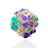 wholesale 3pcs 16mm 3d boutique flower murano glass beads fit european charms bracelet charms diy jewelry lampwork glass beads