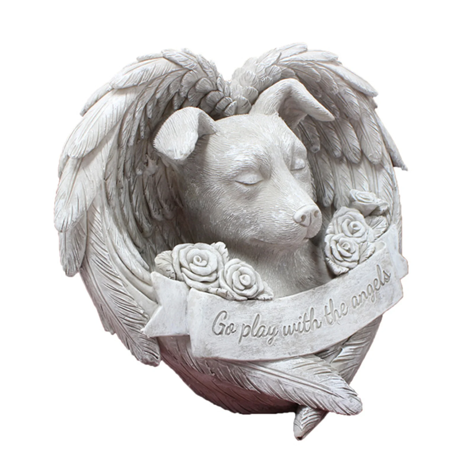 

Puppy Dog Cat Monument Pet Angel Wing Tombstone Cat Dog Angel Decoration Resin Crafts Garden Decoration LBE