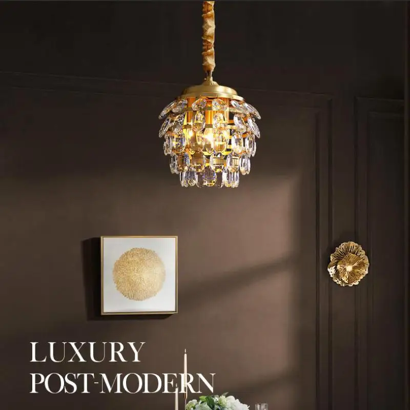 Декор для бара столовой медная хрустальная люстра лампа с подвеской хрустальное