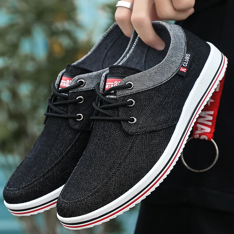 

Мужские кроссовки, легкие, дышащие, на вулканизированной подошве, Лето Джинсовая парусиновая обувь