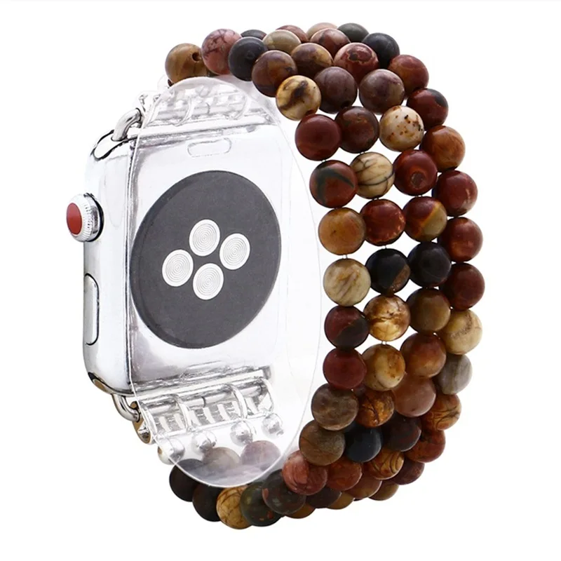 Picasso LuReen агатовыми бусами Эластичный ремешок для наручных часов Apple Watch серии 1/2/3, 42 мм, 38 мм, версия эластичный браслет, ремешок для наручных часов iwatch, 4/5 40 мм 44 мм - Цвет ремешка: Picasso