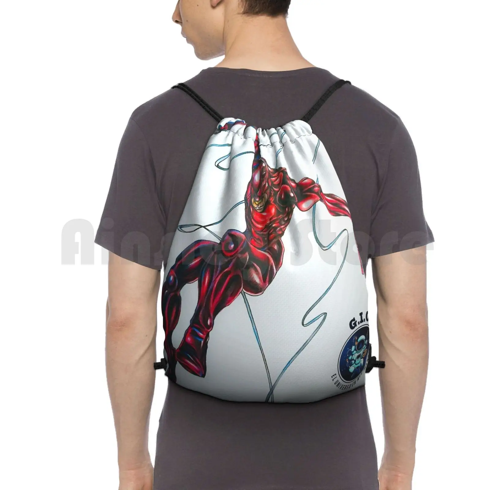 

The Dare Devil Backpack Drawstring Bag Riding Climbing Gym Bag Dare Devil Hero Superhero Hells Kitchen Red Demon