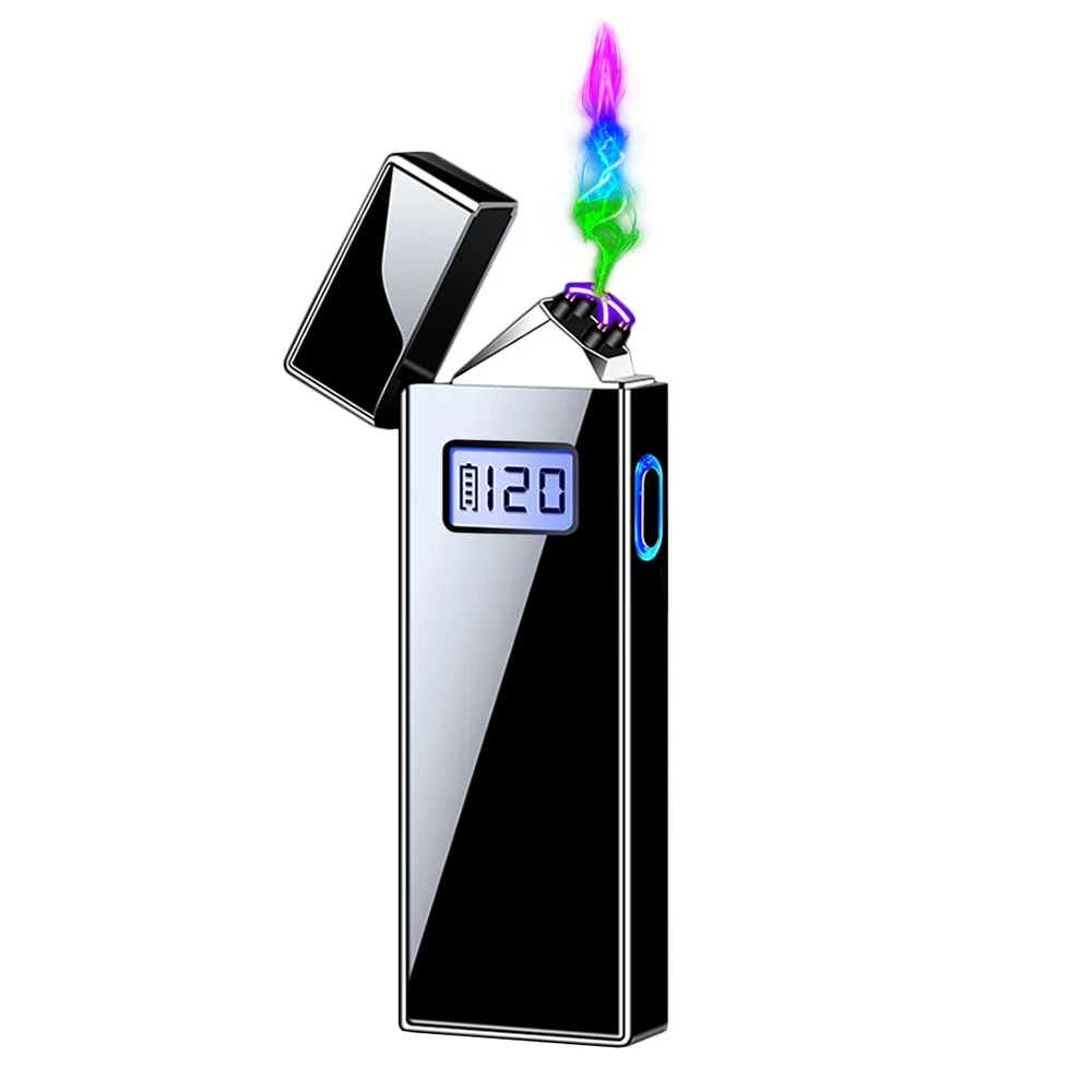 

Плазменная зажигалка с двойной дугой, умный сенсорный светодиодный дисплей, ветрозащитная, подзаряжаемая, беспламенная Зажигалка для сига...