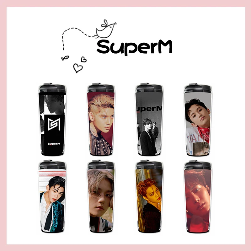 Kpop SuperM первый мини альбом водная чашка SuperM BAEKHYUN KAI TAEYONG TAEMIN десять кривая чашка с двойными стенками пластиковая чашка вентиляторы коллекция