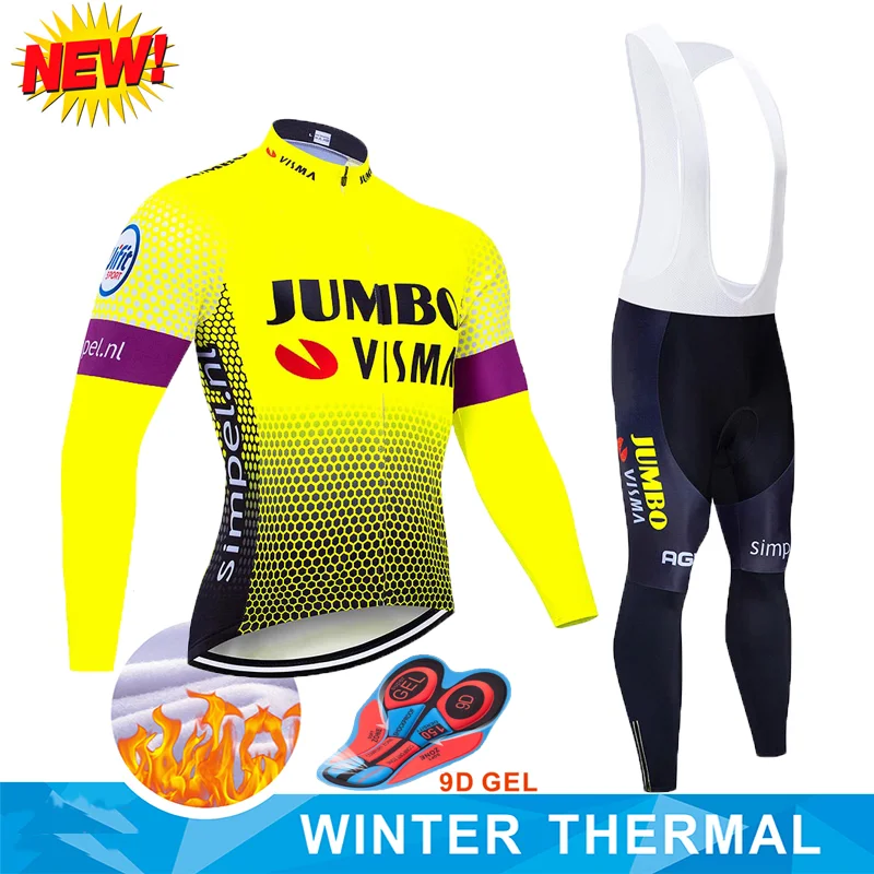Флуоресцентный JUMBO VISMO Велоспорт Джерси 9D Pad велосипед брюки костюм Ropa Ciclismo термальная флисовая велосипедная Одежда Майо брюки одежда