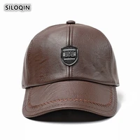 siloqin new autumn winter outdoor keep warm baseball cap middle aged man adjustable size earmuffs windproof tongue cap dads hat