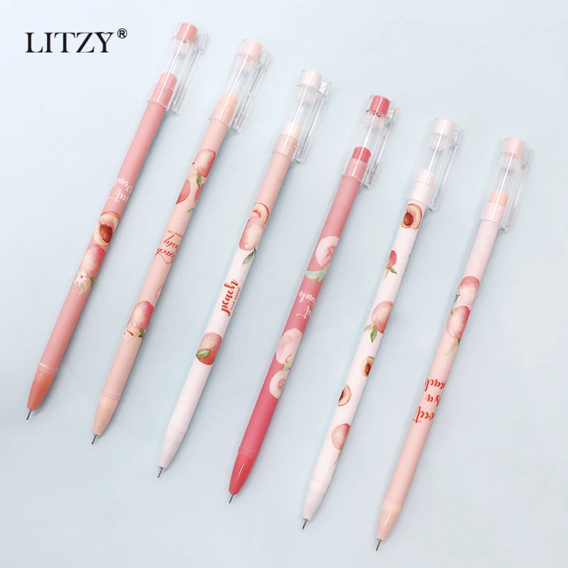 6 шт./компл. 0 5 мм гелевая ручка персиковые ручки кавайные канцелярские