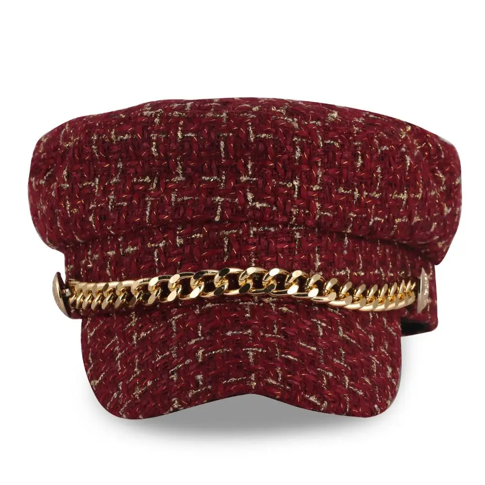 Fashion Octagonal Navy Cap Red Winter Military Hat Autumn Woolen Sailor for Women Flat Top Female Travel Cadet Captain Caps | Аксессуары