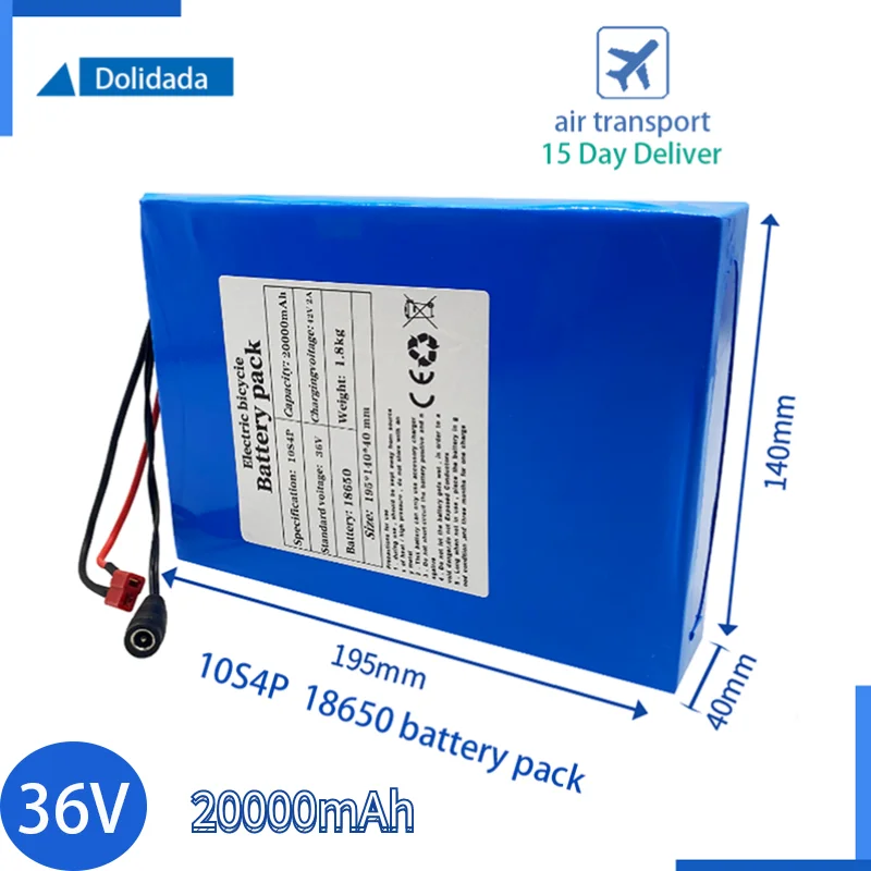 

New100%original lithium ion 10S4P square, 36V, 20ah, 18650convenient to assist electric vehicles, electric bicycles, motorcycles