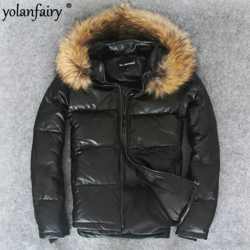 Куртка из натуральной кожи мужские зимние теплые пуховики куртки овечьей